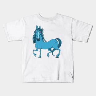 blue horse with red eyes Kids T-Shirt